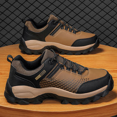 Men's Faux Leather Hiking Sneakers Wear Resistant Outdoor Shoes