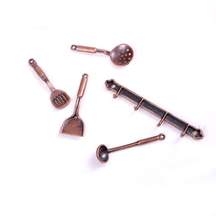 5pcs 1:12 Doll House Metal Kitchenware Cook Set