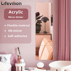 4pcs 3D Acrylic Mirror Stickers Self Adhesive DIY Art Mirrors for Decor