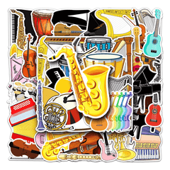 50pcs Instrument Waterproof Doodle Stickers for Christmas Halloween Thanksgiving