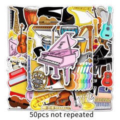 50pcs Instrument Waterproof Doodle Stickers for Christmas Halloween Thanksgiving