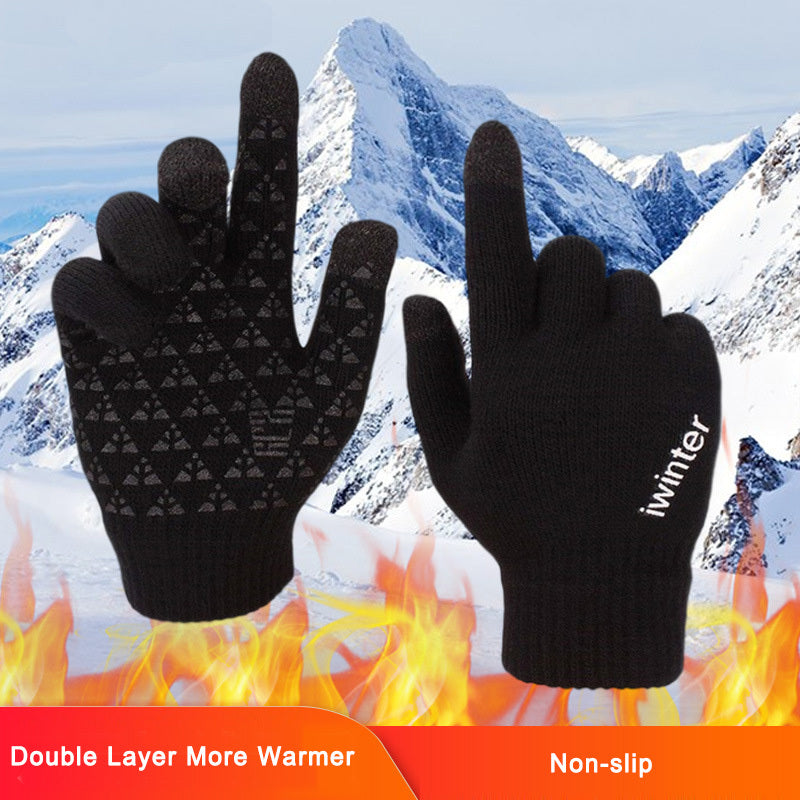 Men's Winter Windproof Cycling Gloves Thicken Warm Wool Cash