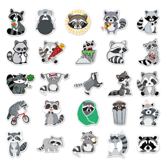 50pcs Raccoon Cartoon Waterproof Doodle Stickers