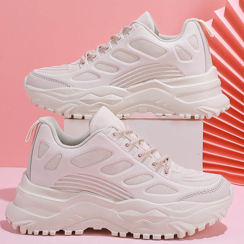 Knit Casual Sports Sneakers Thick Sole Running Shoes Women's Footwear