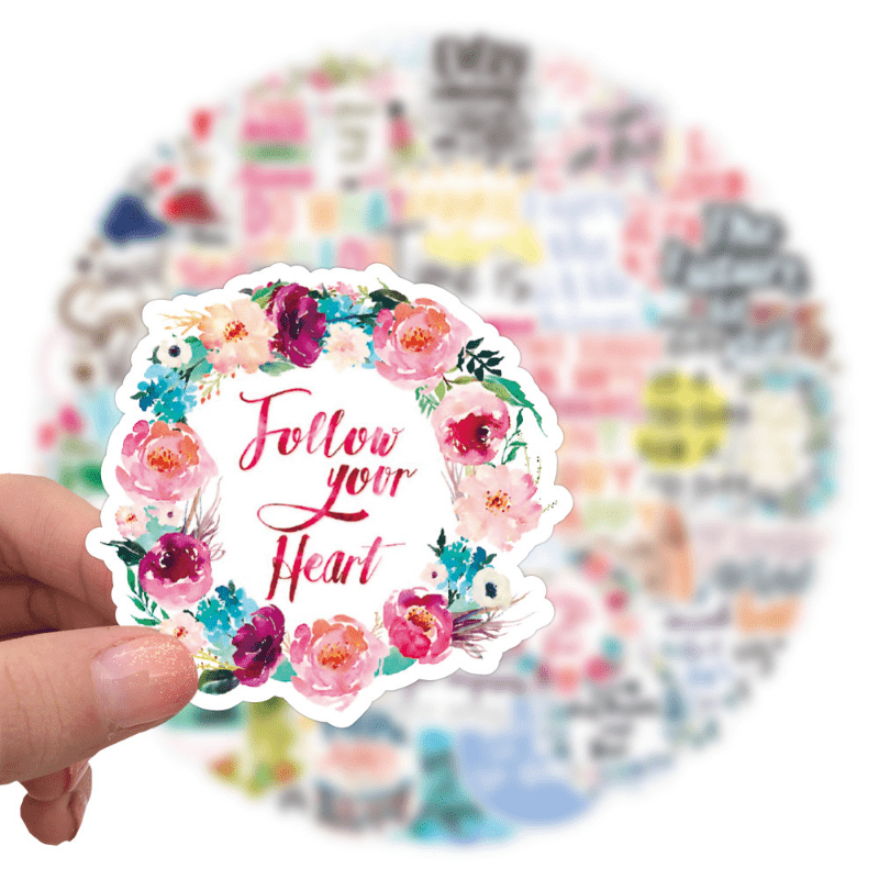 50Pcs Inspirational Words Stickers Waterproof for Car Laptop Phone Water Bottle