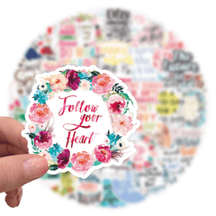 50Pcs Inspirational Words Stickers Waterproof for Car Laptop Phone Water Bottle