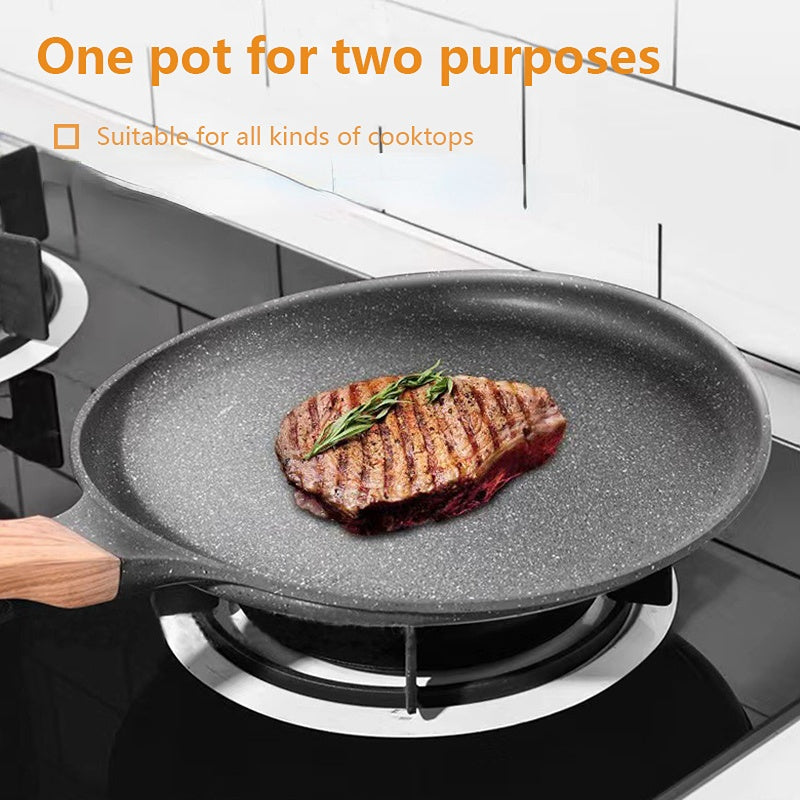 Nonstick Frying Pot Wooden Handle Induction Compatible Kitchenware