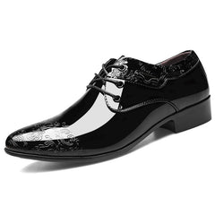 Men's Carved Pointed Toe Oxford Derby Formal Dress Shoes