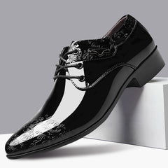 Men's Carved Pointed Toe Oxford Derby Formal Dress Shoes