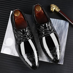 Men's Carved Pointed Toe Oxford Derby Formal Dress Shoes