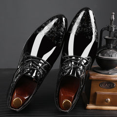 Men's Carved Pointed Toe Oxford Derby Formal Dress Shoes
