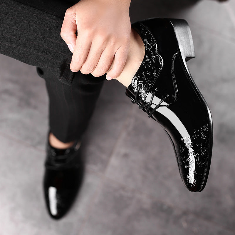 Men's Carved Pointed Toe Oxford Derby Formal Dress Shoes