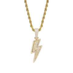 Hip Hop Zircon Lightning Pendant Necklace Men Chain Necklace Biker Punk Necklace