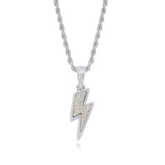 Hip Hop Zircon Lightning Pendant Necklace Men Chain Necklace Biker Punk Necklace