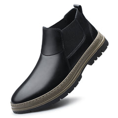 Men's Chelsea Leather Boots Round Toe Ankle Boots