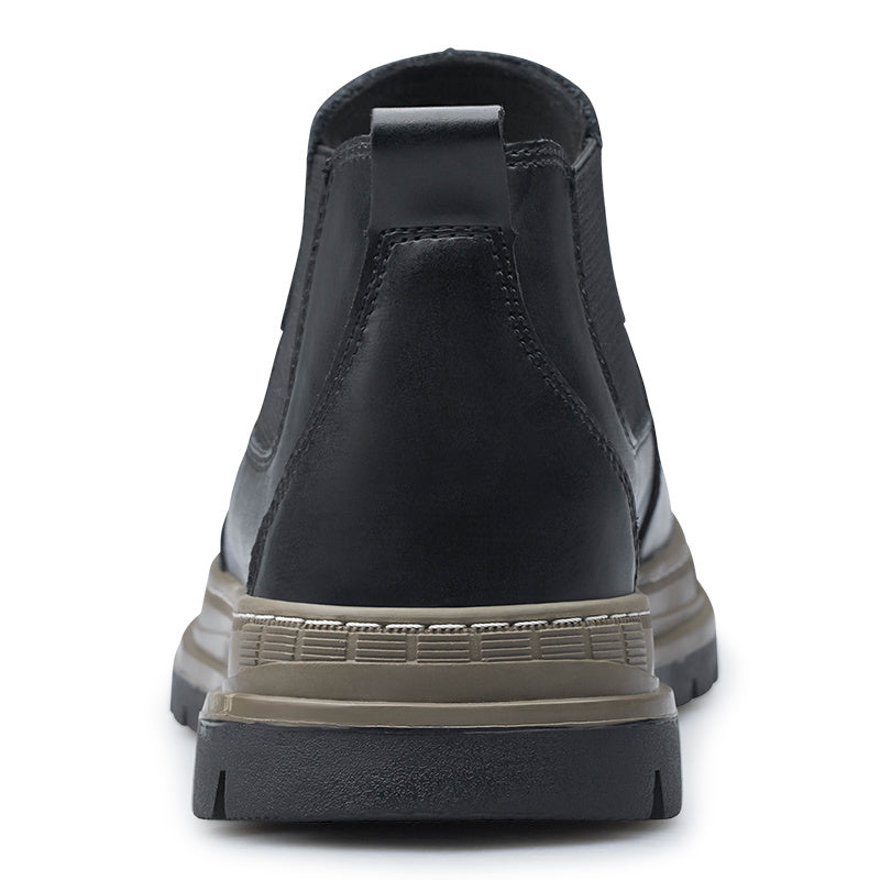 Men's Chelsea Leather Boots Round Toe Ankle Boots