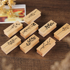 Vintage Flower Grass Collection Stamp Wooden Rubber Stamps For Scrapbooking