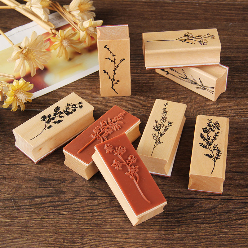 Vintage Flower Grass Collection Stamp Wooden Rubber Stamps For Scrapbooking