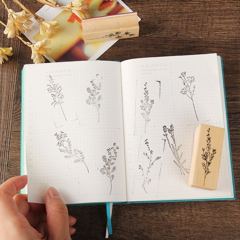 Vintage Flower Grass Collection Stamp Wooden Rubber Stamps For Scrapbooking