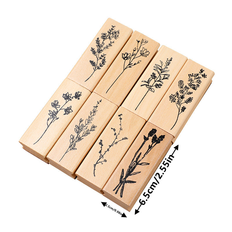 Vintage Flower Grass Collection Stamp Wooden Rubber Stamps For Scrapbooking