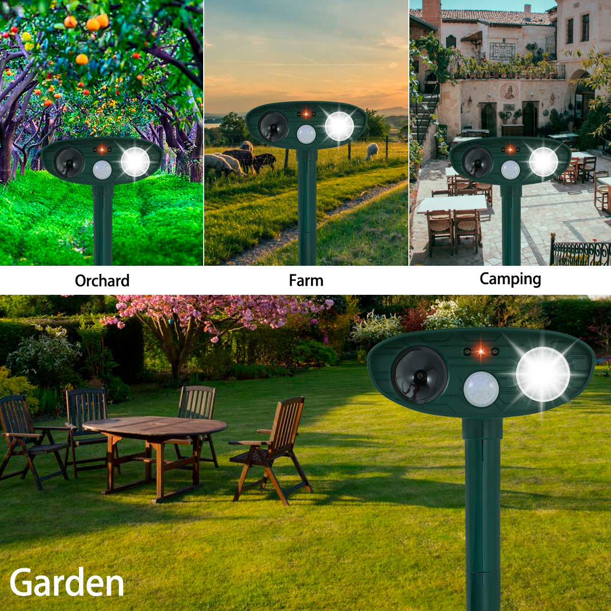 Solar Ultrasonic Animal Repellant Waterproof Deterrent
