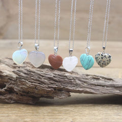 Heart Shape Natural Stone Reiki Chakra Stone Pendant Necklace