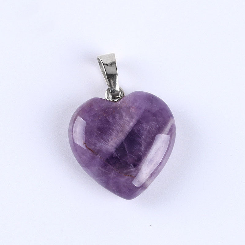 Heart Shape Natural Stone Reiki Chakra Stone Pendant Necklace
