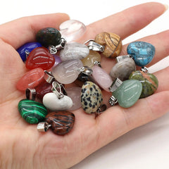 Heart Shape Natural Stone Reiki Chakra Stone Pendant Necklace