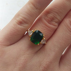 Square Zircon Solitaire Ring for Women's Engagement