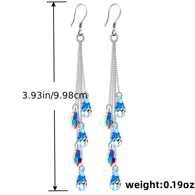 Teardrop Zircon Dangle Earrings 925 Silver Plated Gift For Women