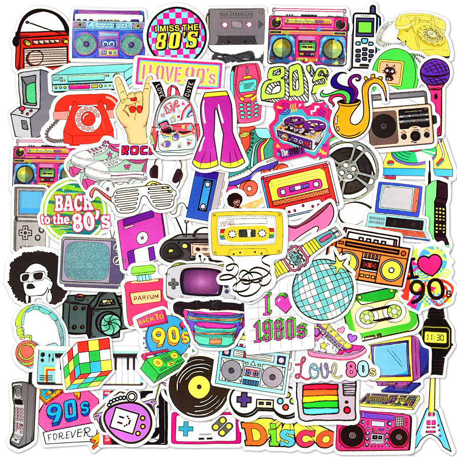 70pcs Classic 80s 90s Stickers Retro Nostalgia Stickers Waterproof Decals