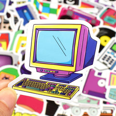70pcs Classic 80s 90s Stickers Retro Nostalgia Stickers Waterproof Decals