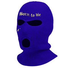 Embroidered Knit Ski Mask Winter Balaclava Hat 3 Hole Knitted Full Face Cover