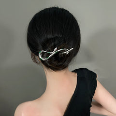 Green Snake Twisting Clip Punk Metal Headwear Hair Accessories For Women