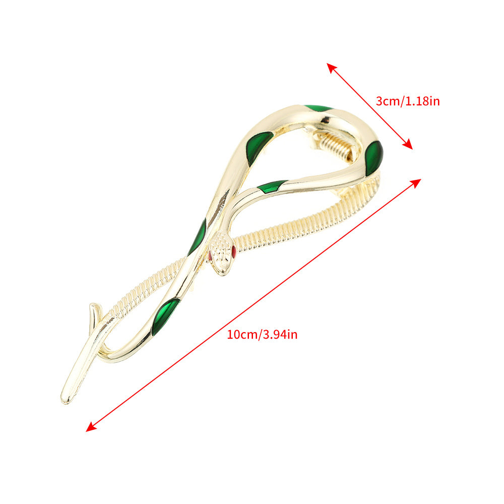 Green Snake Twisting Clip Punk Metal Headwear Hair Accessories For Women