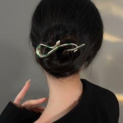 Green Snake Twisting Clip Punk Metal Headwear Hair Accessories For Women