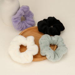 4pcs Solid Color Hair Ties Soft Velvet Scrunchies