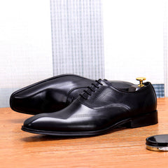 Men's Leather Square Toe Wing tip Oxford Shoes