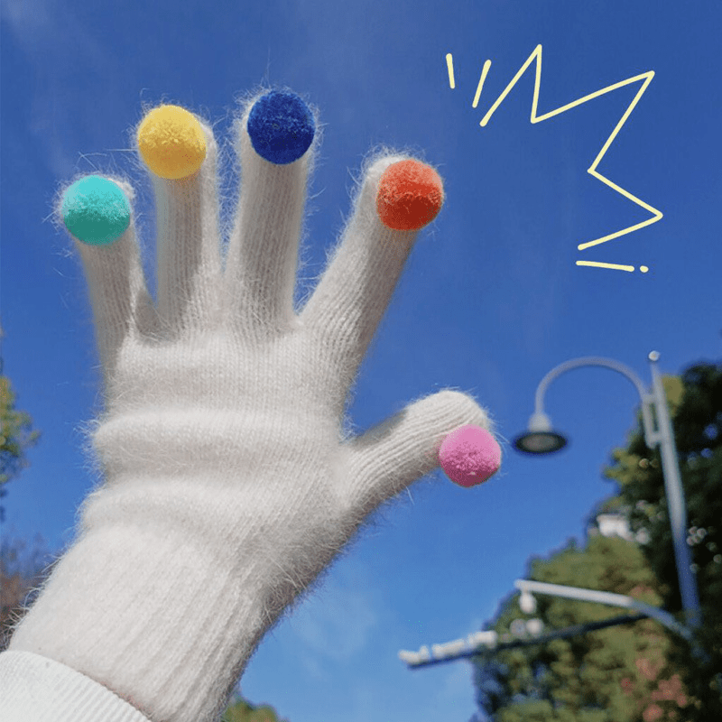 Funny Personalised Warm Knit Hairball Gloves for Students