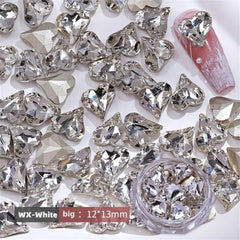 20 pcs 3D Clear Nail Rhinestones Heart Charms for Nail Art
