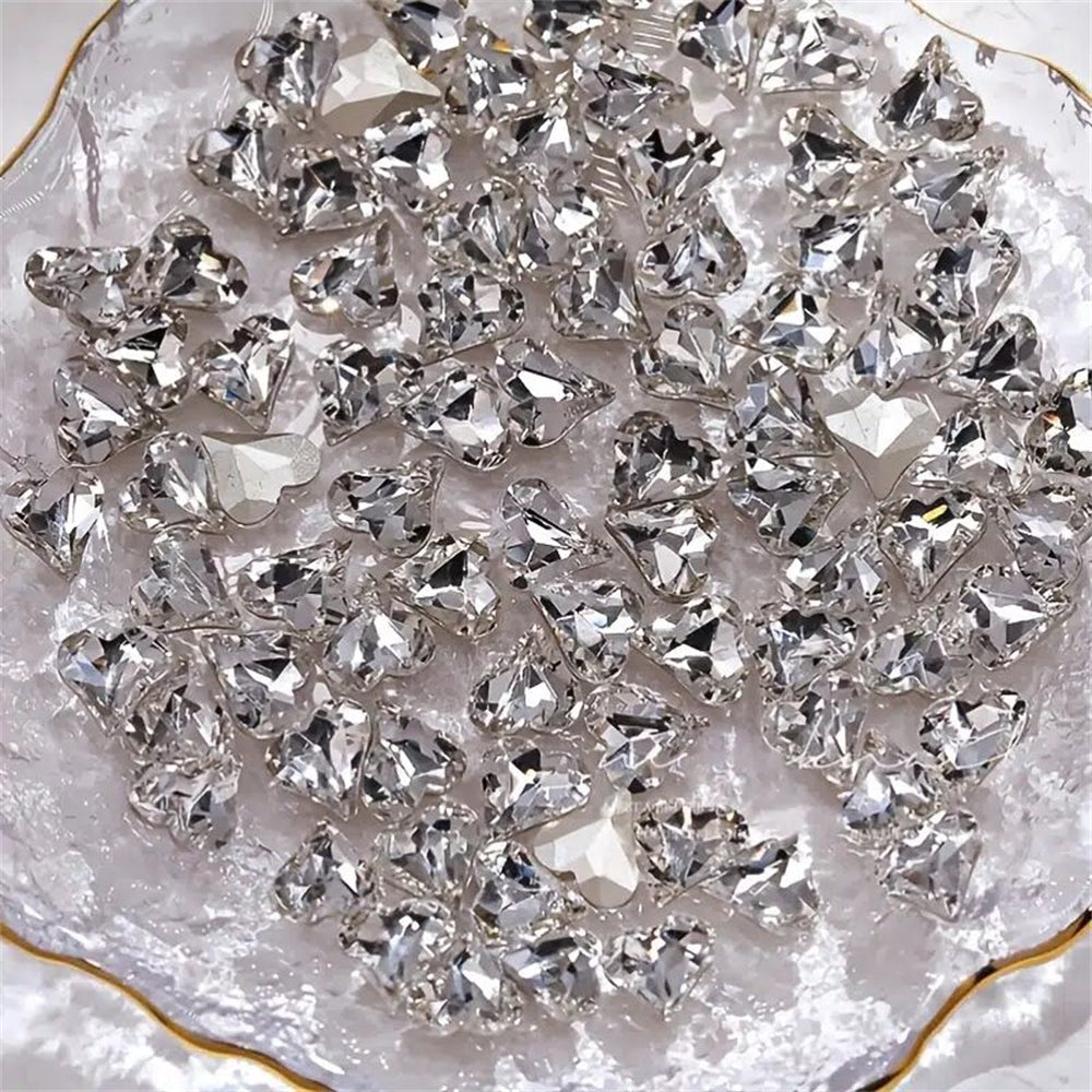 20 pcs 3D Clear Nail Rhinestones Heart Charms for Nail Art