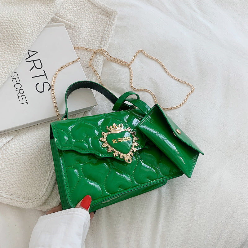 Mini Heart Quilted Shoulder Bag with Coin Purse