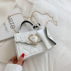 Mini Heart Quilted Shoulder Bag with Coin Purse