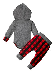Plaid Patterned Outfit for Newborn Boys Long Sleeve Set