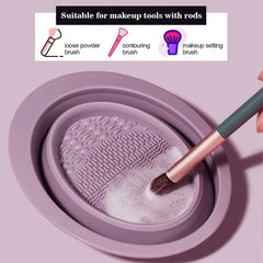 Silicone Makeup Brush Cleaning Bowl and Mat for Eyeshadow and Cosmetics