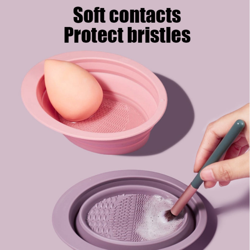 Silicone Makeup Brush Cleaning Bowl and Mat for Eyeshadow and Cosmetics