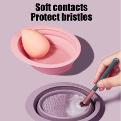 Silicone Makeup Brush Cleaning Bowl and Mat for Eyeshadow and Cosmetics