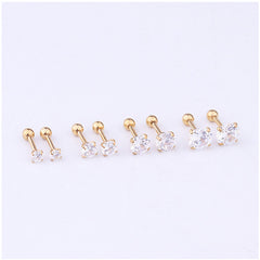 6mm Gem Stainless Steel Earring Titanium Screw Back Pack Of Earrings Hip Hop
