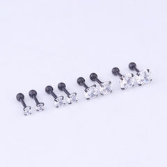 6mm Gem Stainless Steel Earring Titanium Screw Back Pack Of Earrings Hip Hop