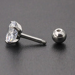6mm Gem Stainless Steel Earring Titanium Screw Back Pack Of Earrings Hip Hop